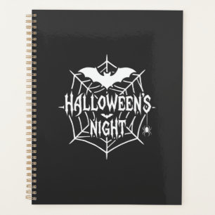 Halloween Night Bat Spider Web Vector Design_1 Planner