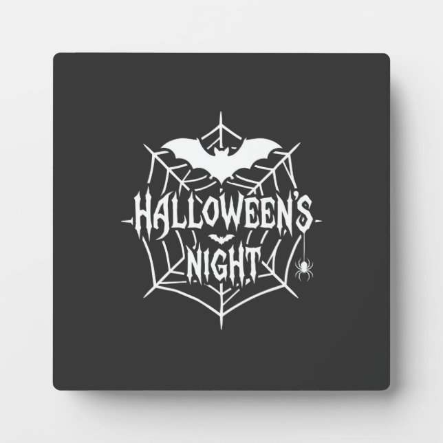 Halloween Night Bat Spider Web Vector Design_1 Plaque (Front)
