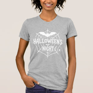 Halloween Night Bat Spider Web Vector Design_1 T-Shirt
