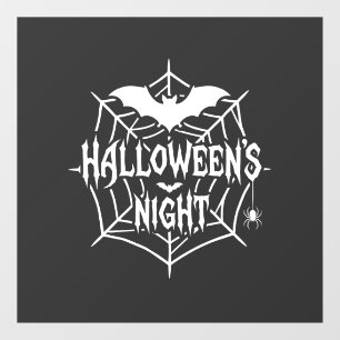 Halloween Night Bat Spider Web Vector Design_1 Window Cling