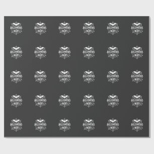 Halloween Night Bat Spider Web Vector Design_1 Wrapping Paper