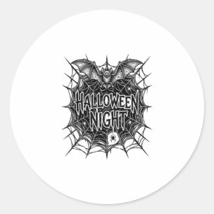 Halloween Night Bat Spiderweb Vintage Shirt Design Classic Round Sticker