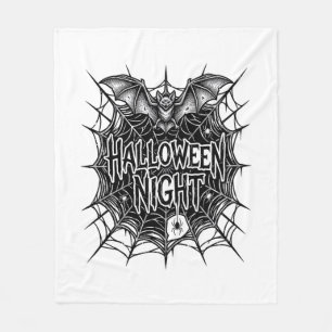 Halloween Night Bat Spiderweb Vintage Shirt Design Fleece Blanket
