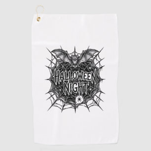 Halloween Night Bat Spiderweb Vintage Shirt Design Golf Towel