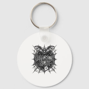 Halloween Night Bat Spiderweb Vintage Shirt Design Key Ring