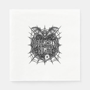 Halloween Night Bat Spiderweb Vintage Shirt Design Napkin