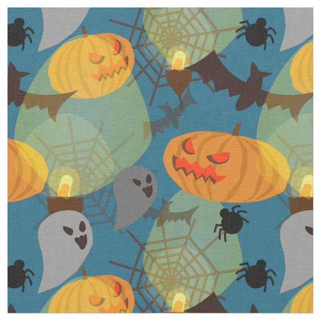 Halloween Night Blue Fabric (Close Up)