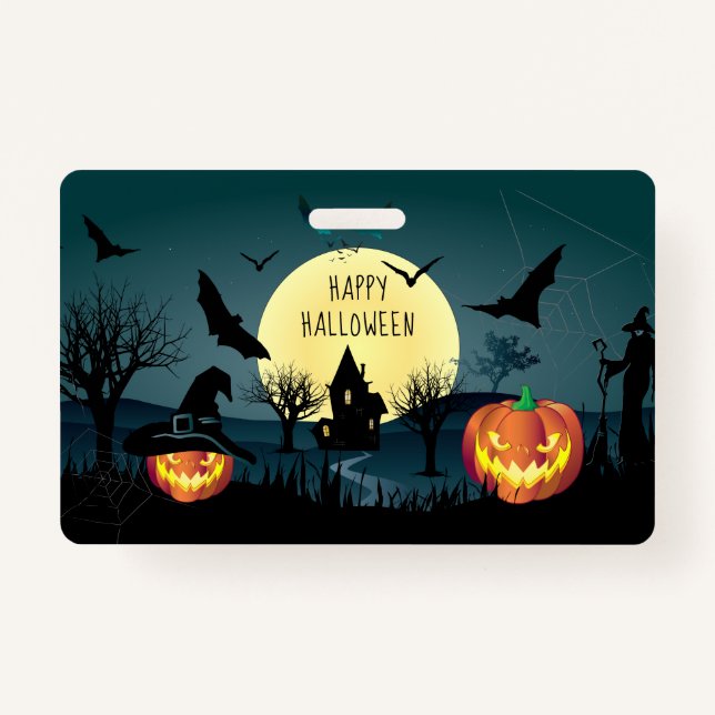 Halloween Night Celebration Carnival Trendy ID Badge (Front)