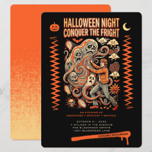Halloween Night Conquer the Fright Costume Party Invitation
