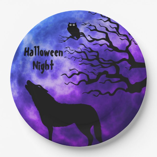 Halloween Night Fullmoon Paper Plate (Front)