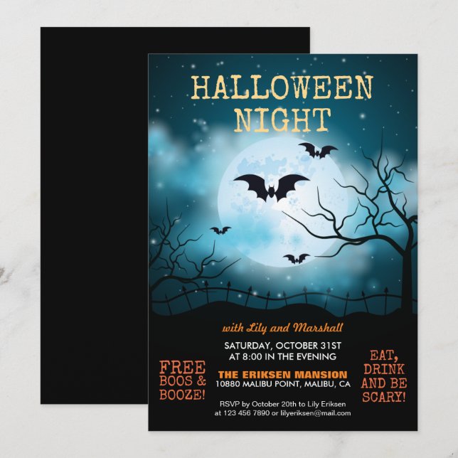 Halloween Night Halloween Party | Invitation (Front/Back)