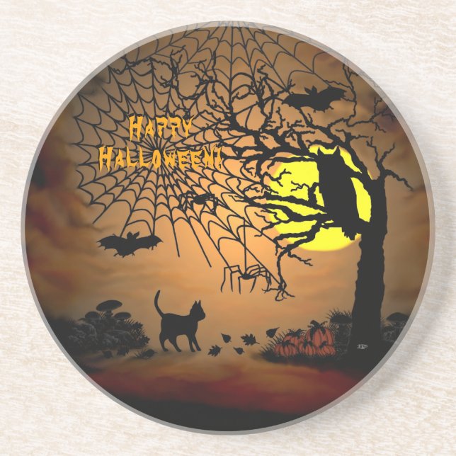 Halloween Night , Happy Halloween ! Coaster (Front)