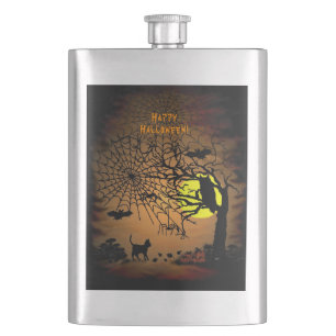 Halloween Night , Happy Halloween ! Hip Flask