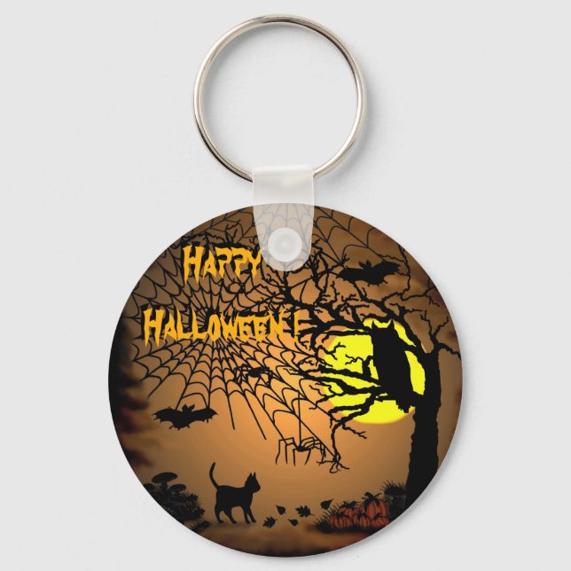 Halloween Night , Happy Halloween ! Key Ring (Front)