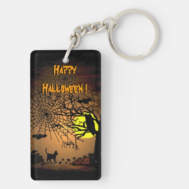 Halloween Night , Happy Halloween ! Key Ring (Back)