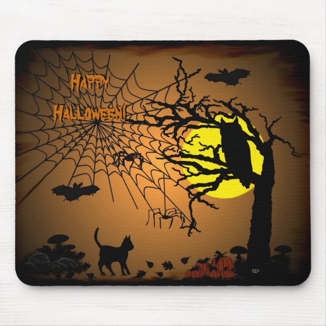 Halloween Night , Happy Halloween! Mouse Mat (Front)