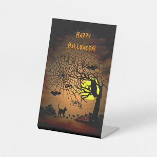 Halloween Night , Happy Halloween! Pedestal Sign