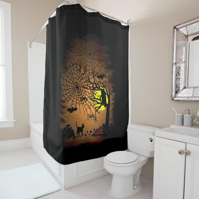 Halloween Night , Happy Halloween! Shower Curtain (In Situ)