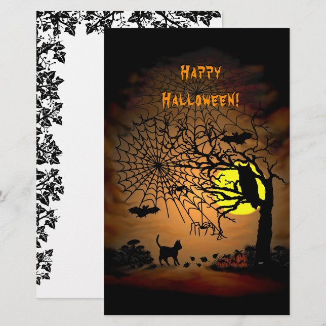 Halloween Night Happy Halloween! Stationery Paper  (Front/Back)