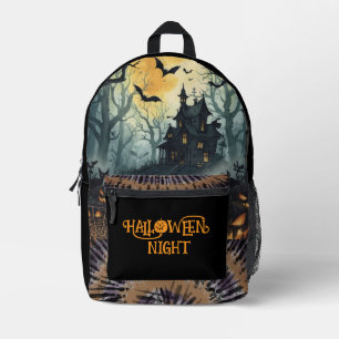 Halloween Night, Haunted House Pattern  Printed Backpack