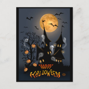 Halloween  Night Haunted Vampire Castle postcard