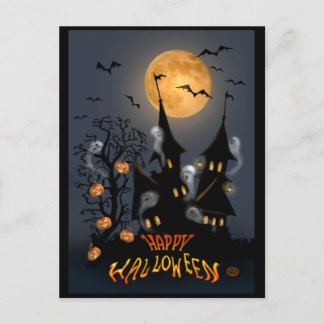 Halloween  Night Haunted Vampire Castle postcard