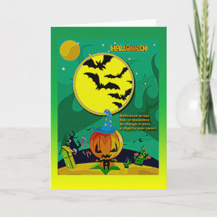Halloween Night Jack o' Lantern Wizard Scene Card