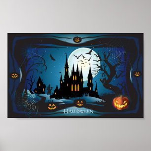 Halloween Night Magic trick-or-treat Landscape Poster