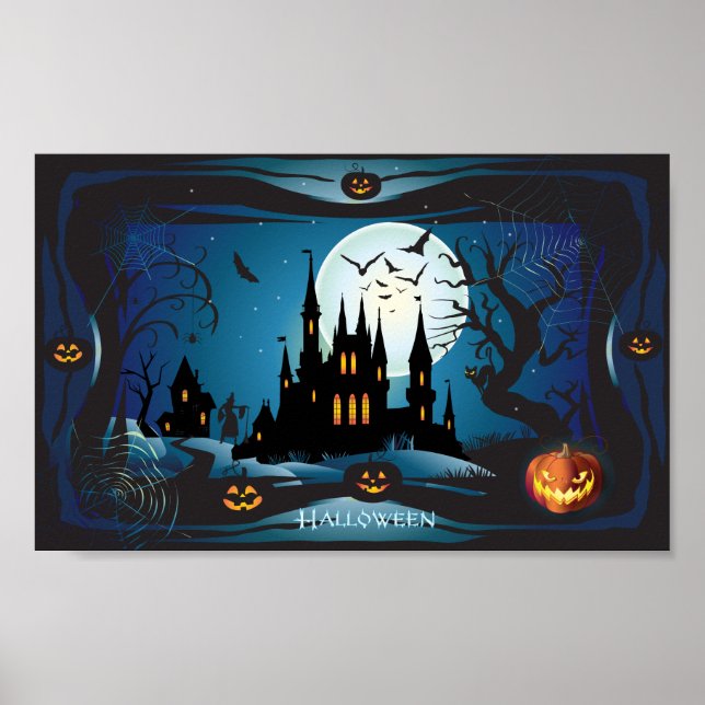 Halloween Night Magic trick-or-treat Landscape Poster (Front)