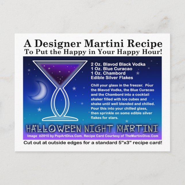 Halloween Night Martini Recipe Postcard (Front)