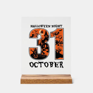 Halloween Night October Haunted House Witch Pumpki Acrylic Sign