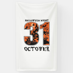 Halloween Night October Haunted House Witch Pumpki Banner