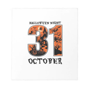 Halloween Night October Haunted House Witch Pumpki Notepad