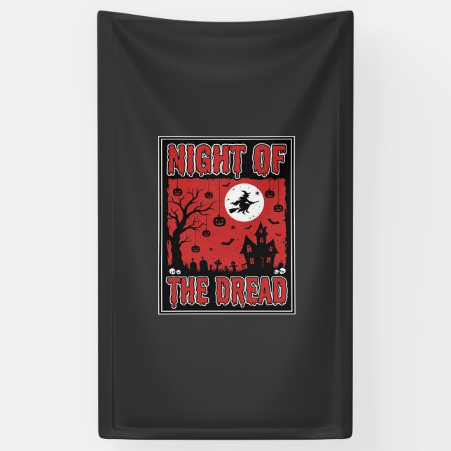 Halloween Night of the Dread Haunted House Banner (Vertical)