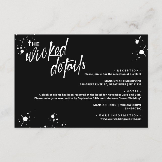 Halloween Night of the Living Wed Details Enclosure Card (Front)