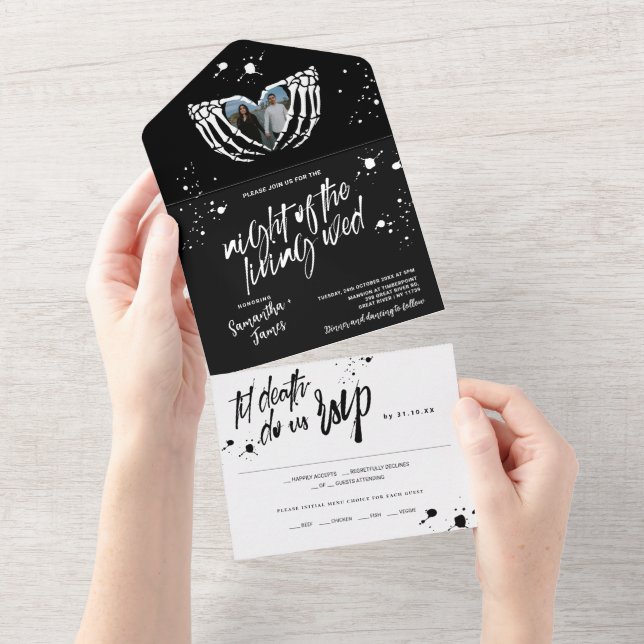 Halloween Night of the Living Wed Wedding All In One Invitation (Tearaway)