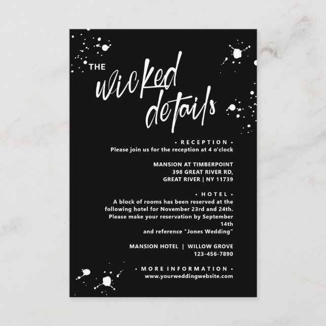 Halloween Night of the Living Wed Wedding Enclosure Card (Front)