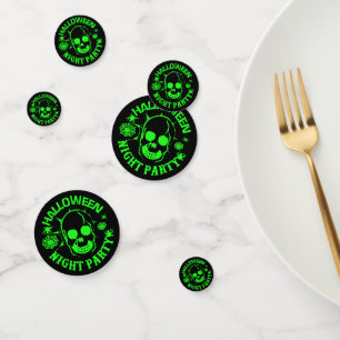 Halloween Night Party Skull Spider Web Green Table Confetti