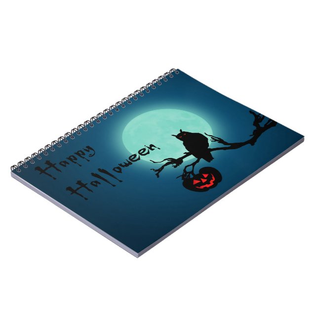 Halloween Night Pumpkin Owl Notebook (Left Side)