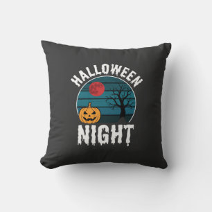 Halloween Night Pumpkin Tree Vector Cushion