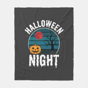 Halloween Night Pumpkin Tree Vector Fleece Blanket