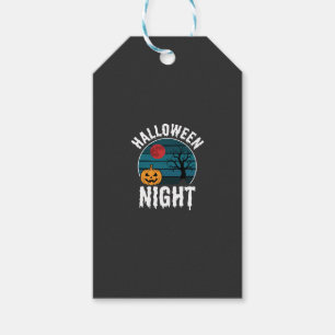 Halloween Night Pumpkin Tree Vector Gift Tags