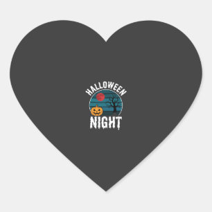 Halloween Night Pumpkin Tree Vector Heart Sticker