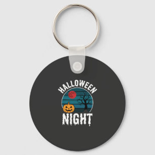 Halloween Night Pumpkin Tree Vector Key Ring