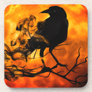 Halloween night raven coaster