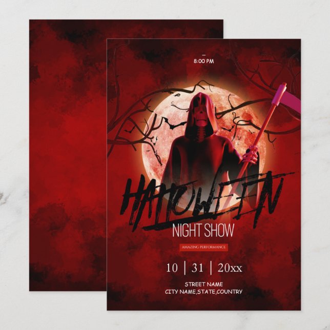 Halloween Night Show Invitation (Front/Back)