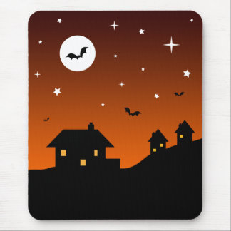Halloween Night Sky Silhouette Mouse Mat