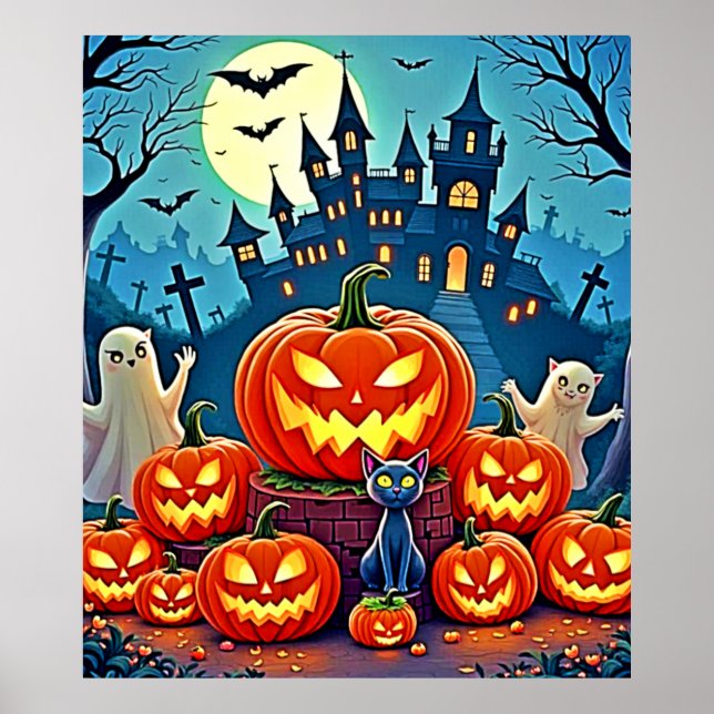Halloween Night: Spooky Fun Art Poster (Front)
