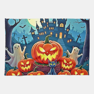 Halloween Night: Spooky Fun Art Tea Towel
