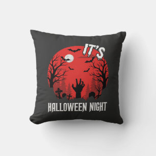 Halloween Night Spooky Graveyard Vector Cushion